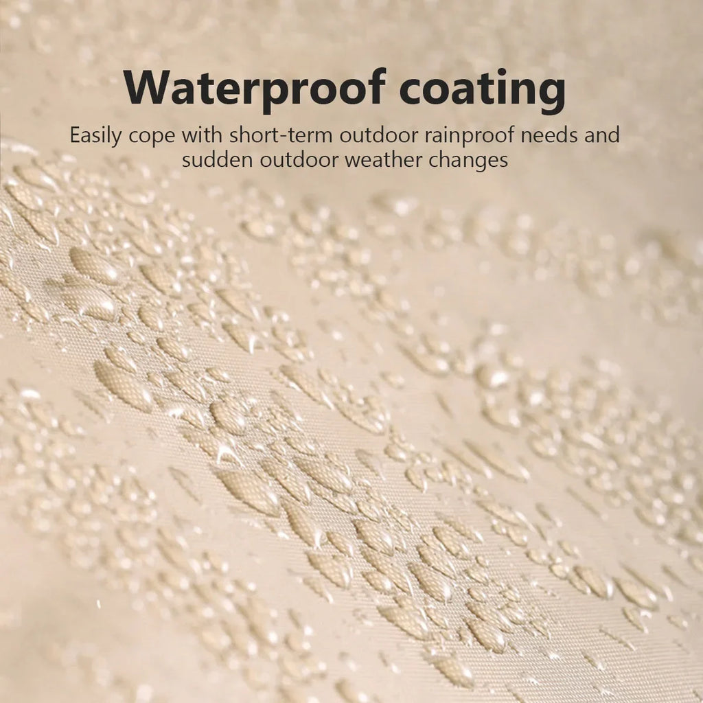 Waterproof tent fabric with textured coating and water droplet surface