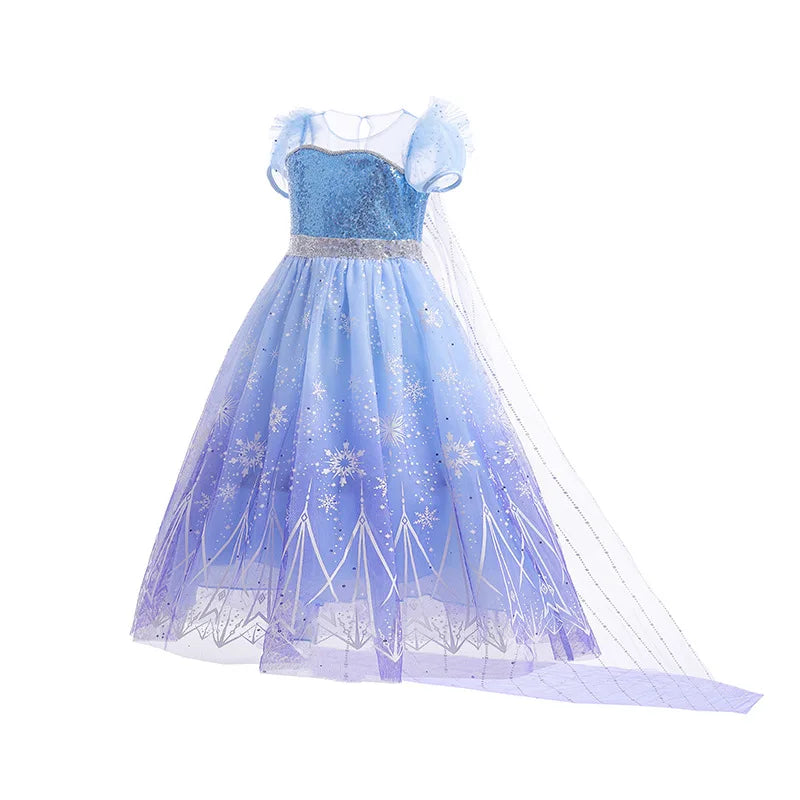 Light blue princess LED dress with glitter bodice and sparkly star tulle skirt