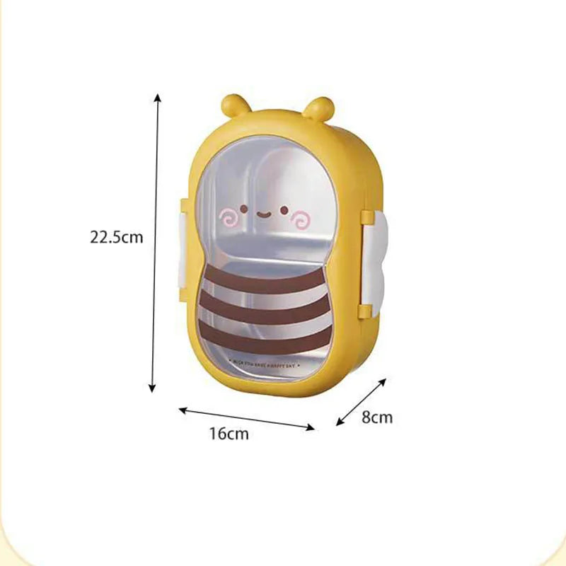 Yellow bee bento lunch box, 16cm wide x 8cm deep x 22.5cm tall