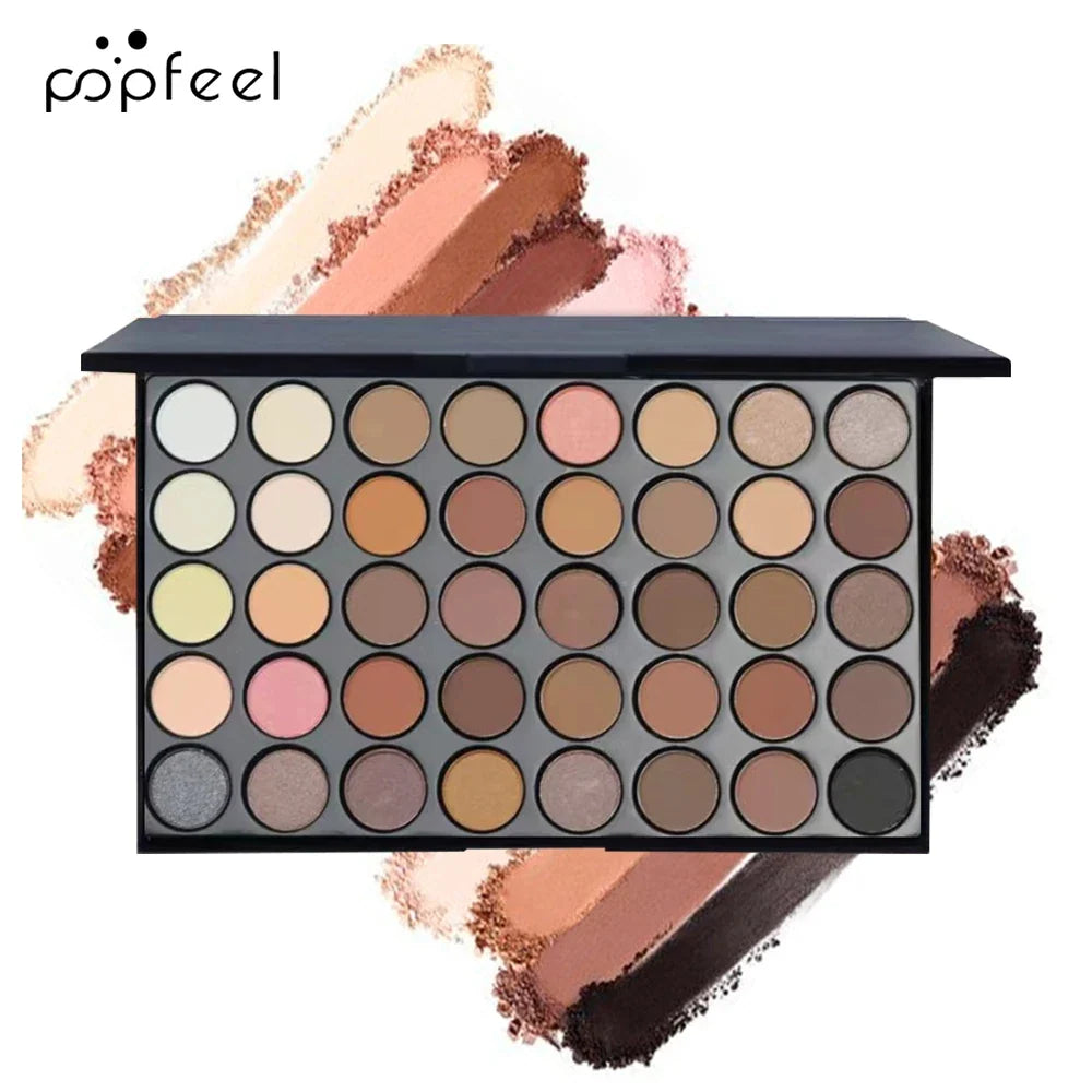 POPFEEL eyeshadow palette with 40 neutral, brown, pink, and shimmer shades