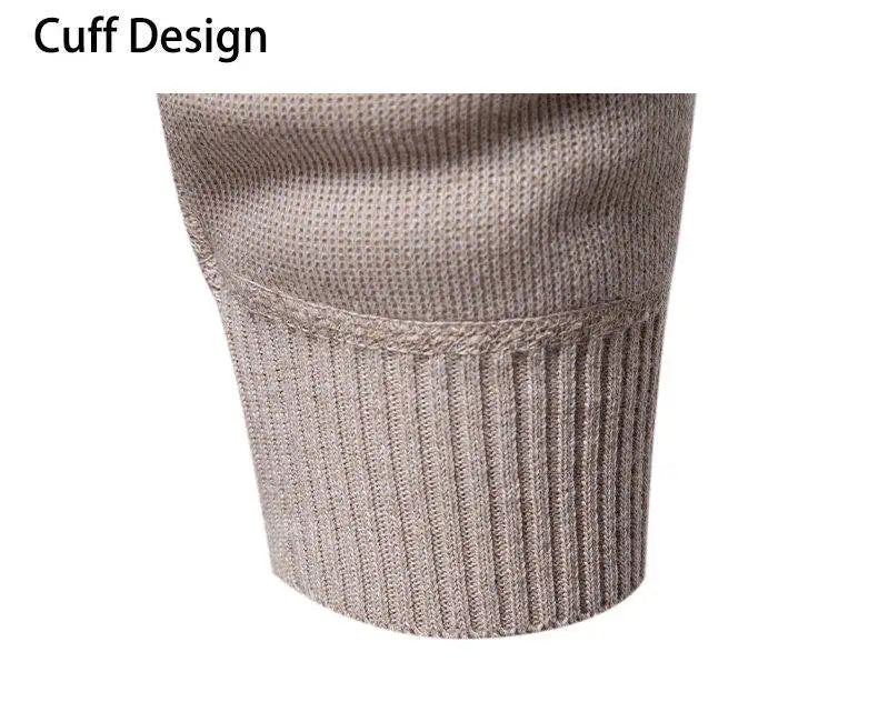 Beige ribbed knit cuff on sweater sleeve