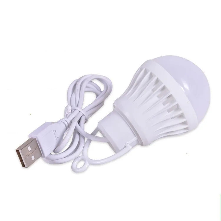 USB LED hanging lantern with white-and-lavender bulb cover and USB power cable