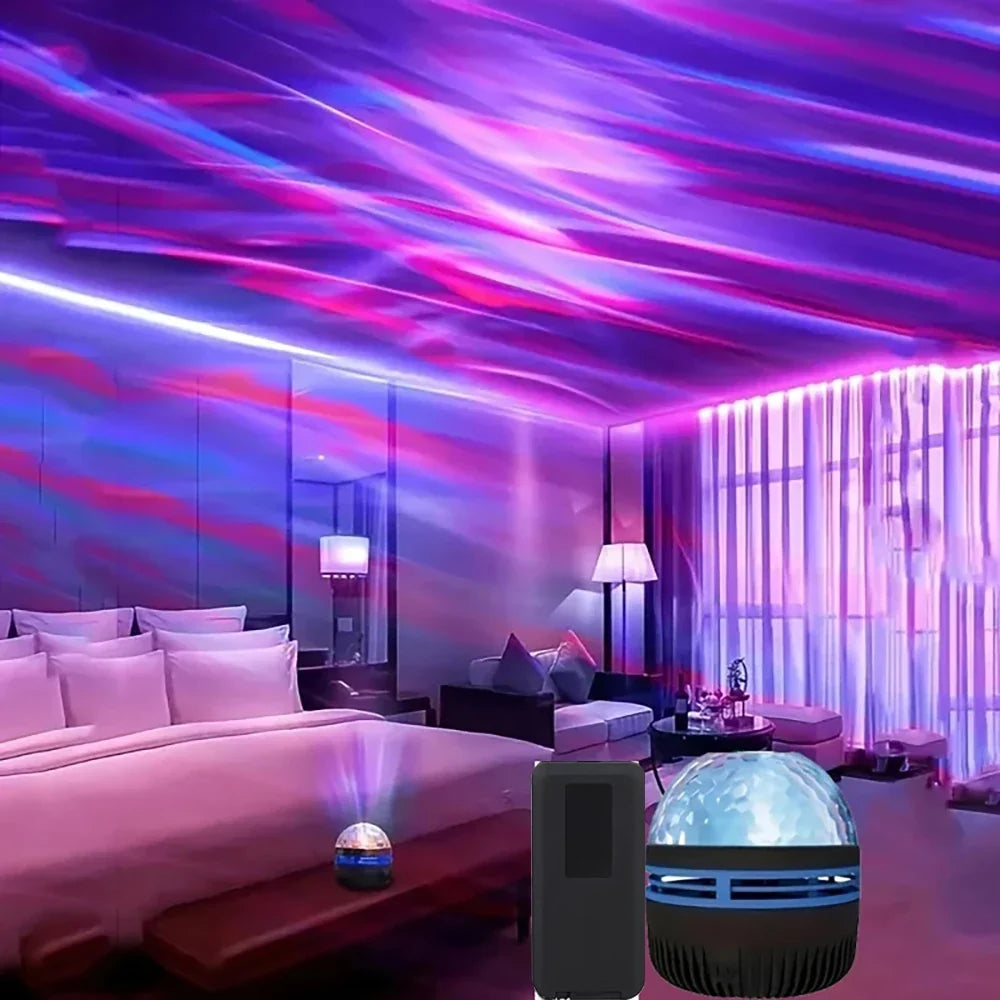 Starry sky night light projector with dome glow and remote control, bedside view