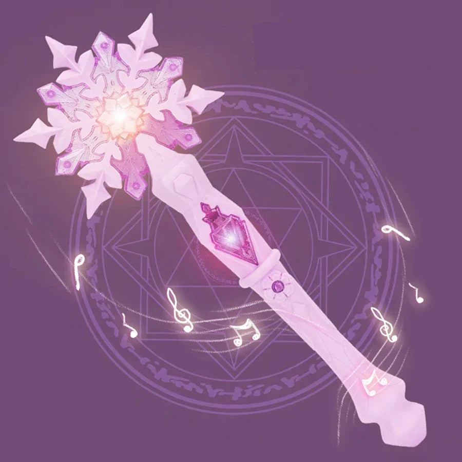 Purple light-up snowflake fairy wand with starburst topper and glowing accents