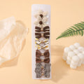 Set of 10 mini hair clips with brown fabric bows and a small flower accent