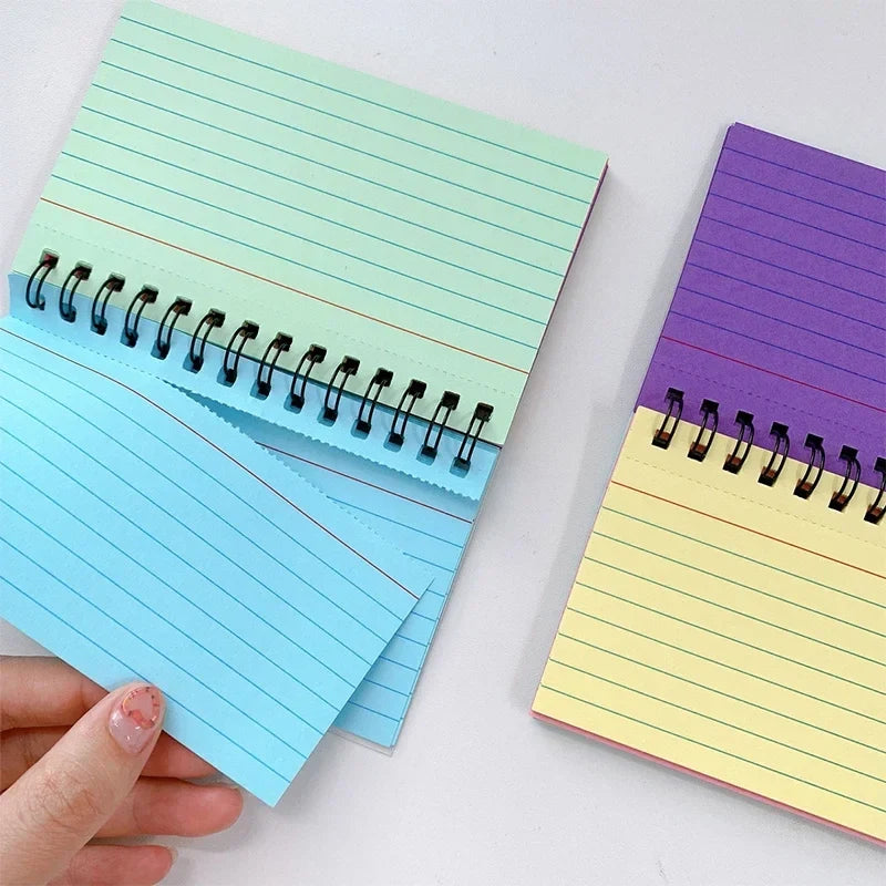 A5 lined spiral notebook with mint cover and black metal coil rings