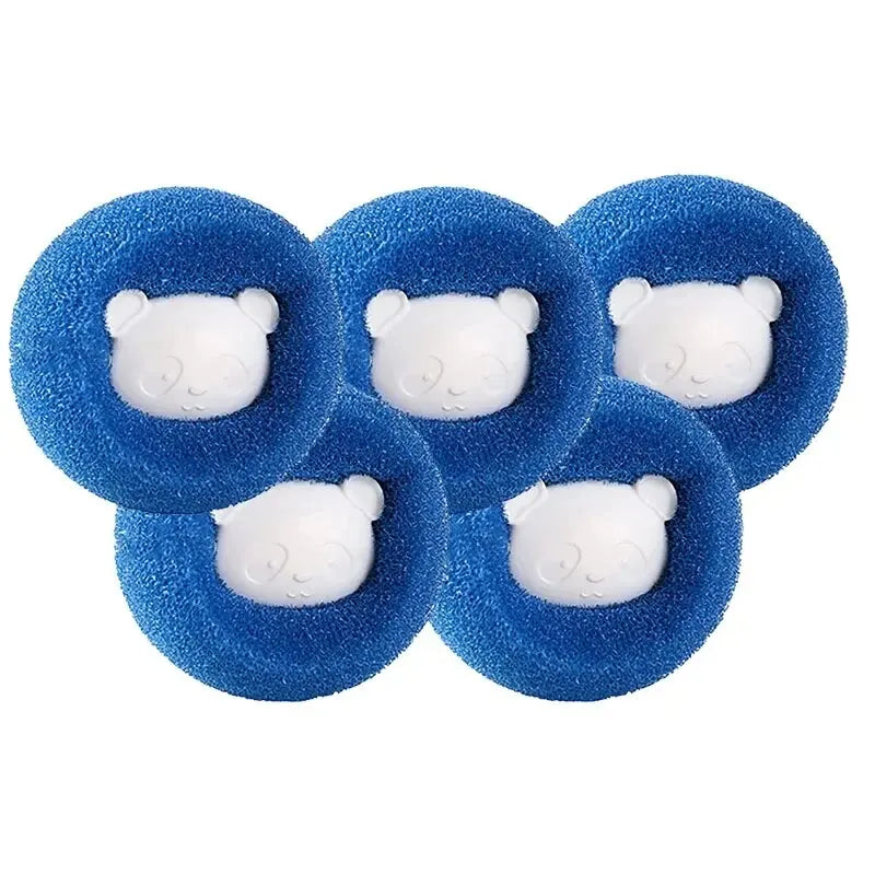 Set of blue plush bear laundry hair remover balls