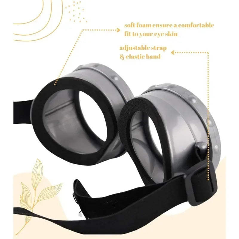 Black and gray foam goggles with padded frame for Halloween costume