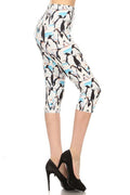 Brushed ankle-length capri leggings with penguin print and stretchy elastic waistband