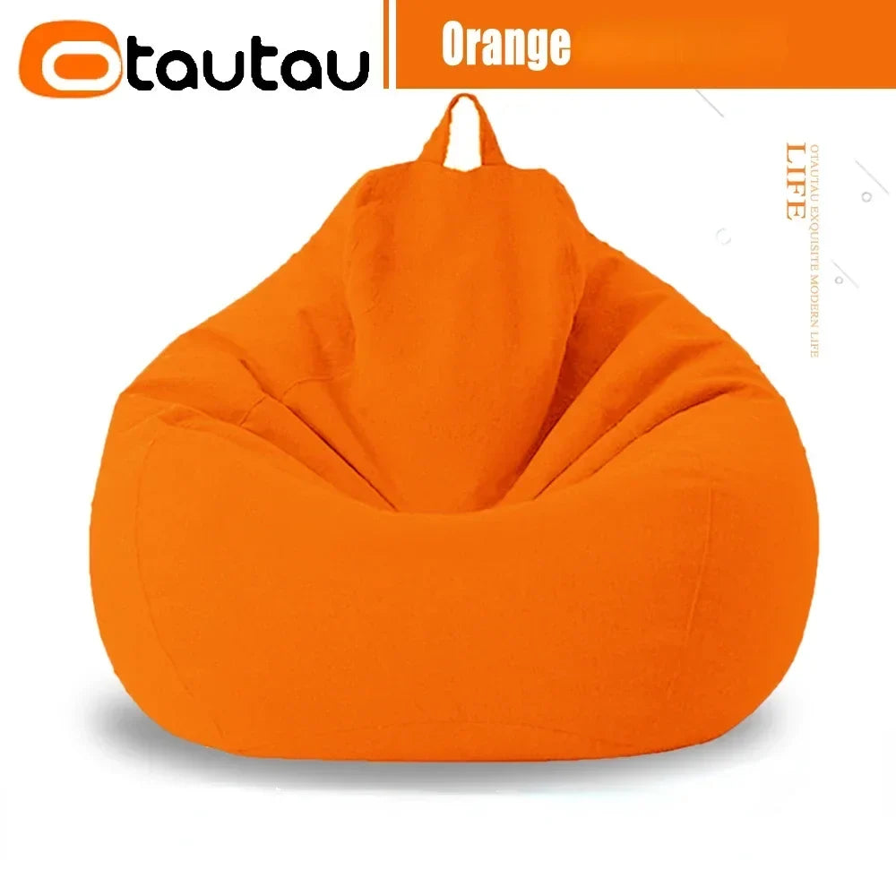 Orange bean bag cover with top carry handle
