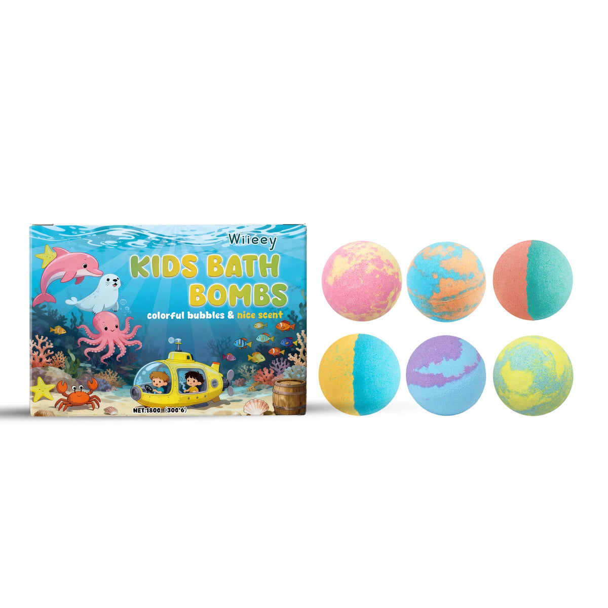 Kids bath bomb set with 12 assorted colorful bath fizz balls