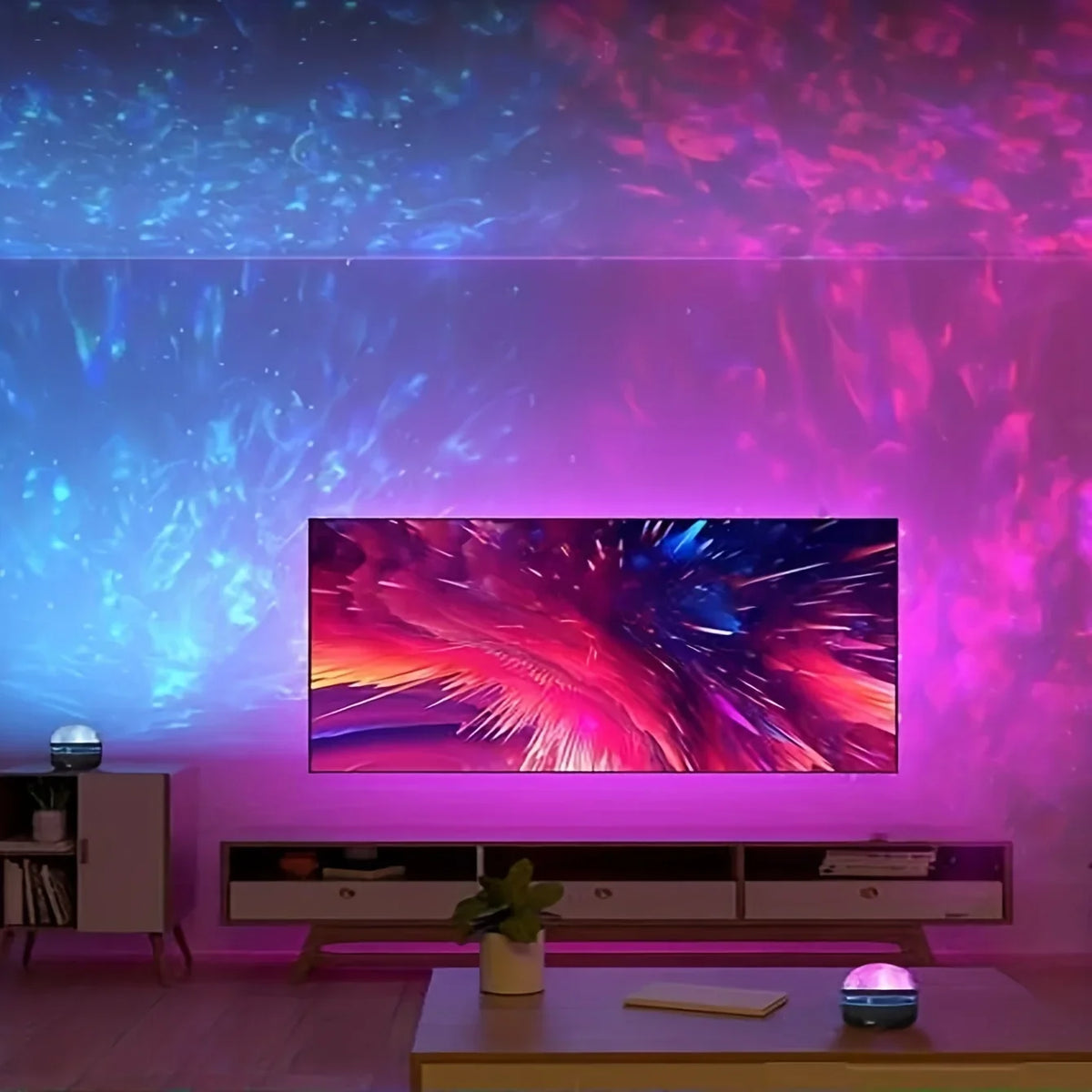 Small aurora projector base with crystal globe dome, for bedroom night light