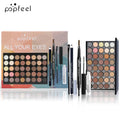 POPFEEL eye makeup set with neutral eyeshadow palette, pencils, mascara, and brow tools
