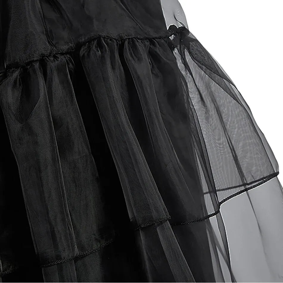 Black tulle skirt with pleated layers and soft flowing net overlay