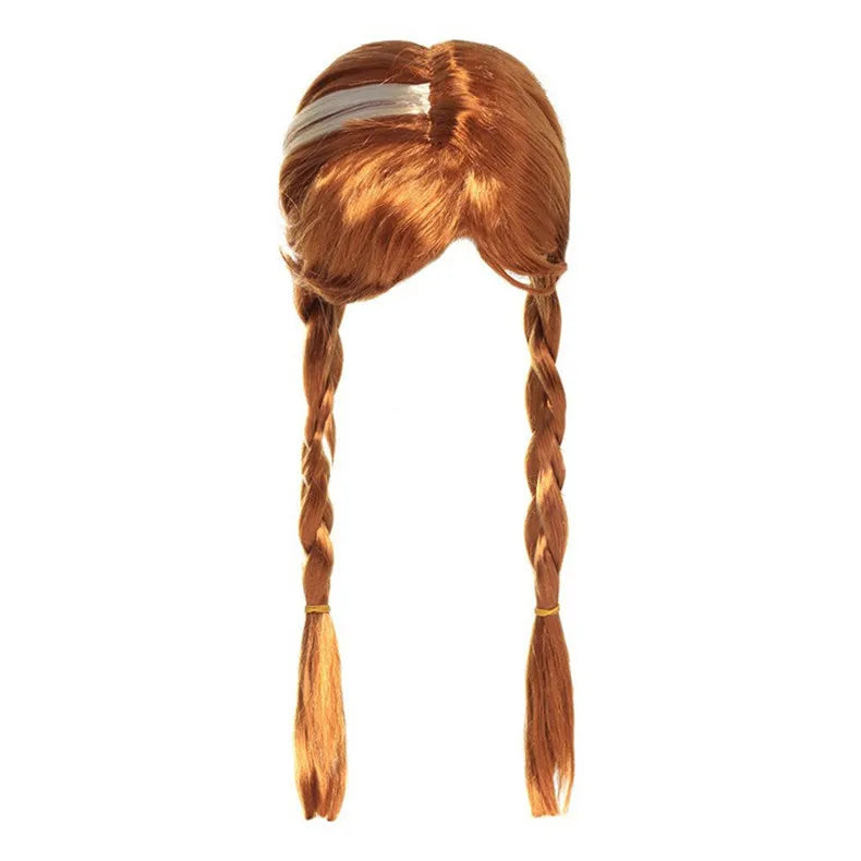 Long auburn braided wig with center part