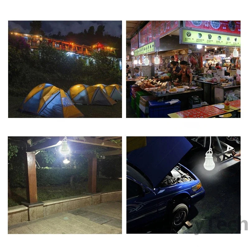 USB LED hanging lantern light with bulb-style housing, cord, and hook