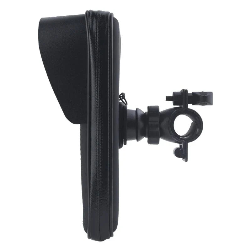 Waterproof bike phone holder case with side profile and handlebar clamp mount