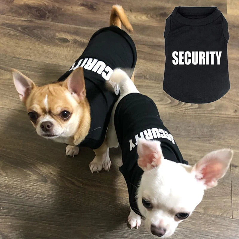 Black dog security t-shirt costume with SECURITY text