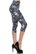 Navy capri leggings with boat, anchor and octopus print