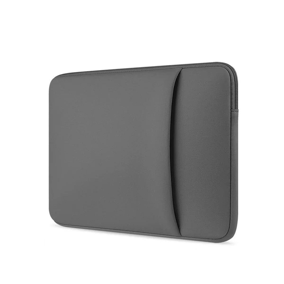 Dark gray laptop inner bag sleeve with zipper closure and padded front pocket