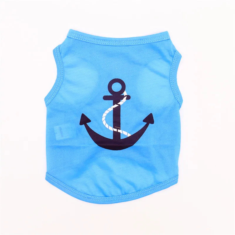 Light blue dog t-shirt with anchor graphic