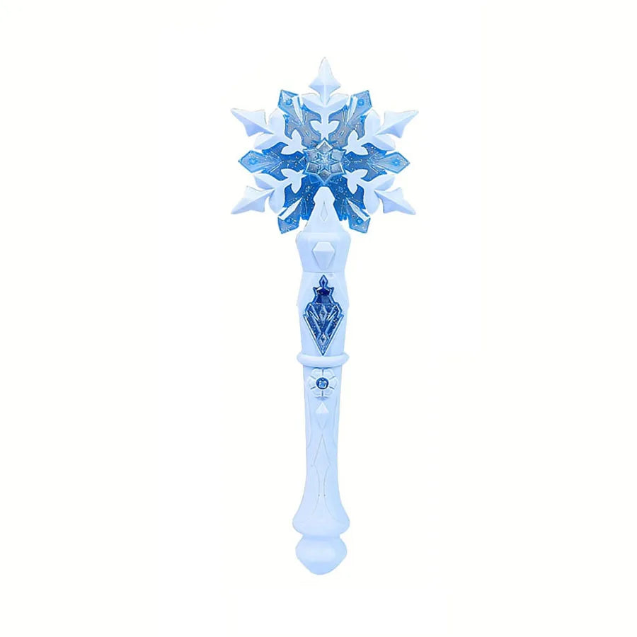 Blue light-up snowflake fairy wand with starburst head and glowing wand body