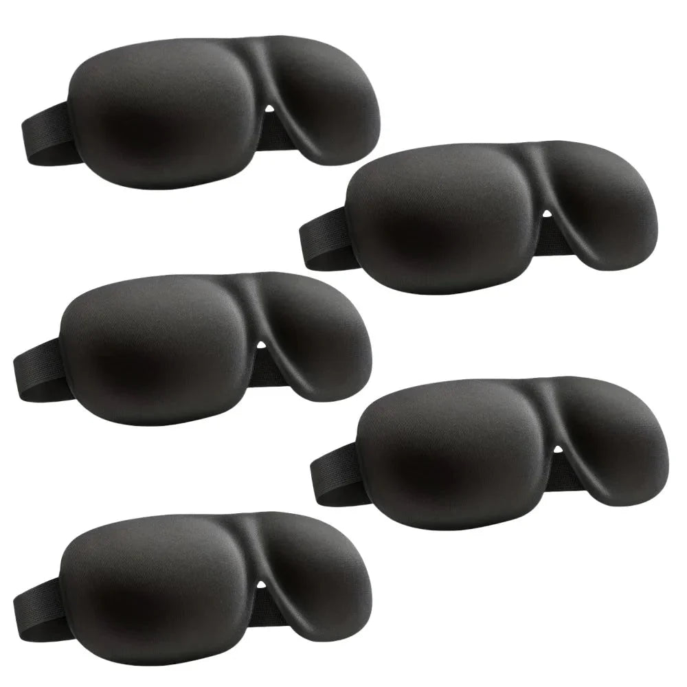 Set of black contoured sleep eye masks with adjustable strap