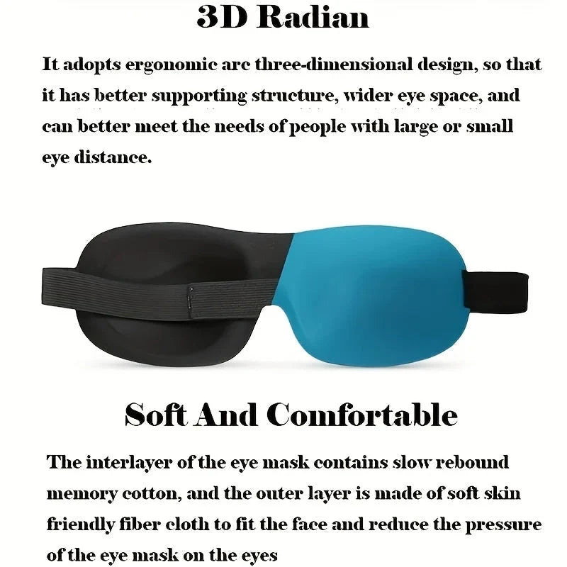 Black and blue contoured sleep eye masks with elastic strap