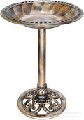 Gold round bird bath fountain bowl on ornate pedestal base
