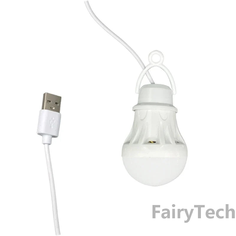 USB LED hanging lantern light with white bulb housing and USB power cable