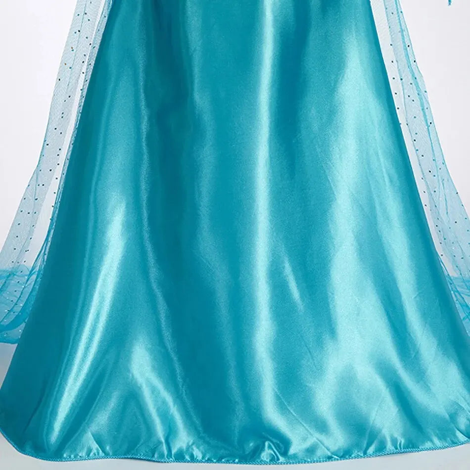 Turquoise satin skirt with smooth sheen and gathered hem of the long dress