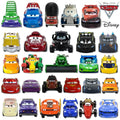 Assorted diecast racing car toy set, multiple colorful character cars in one lineup.