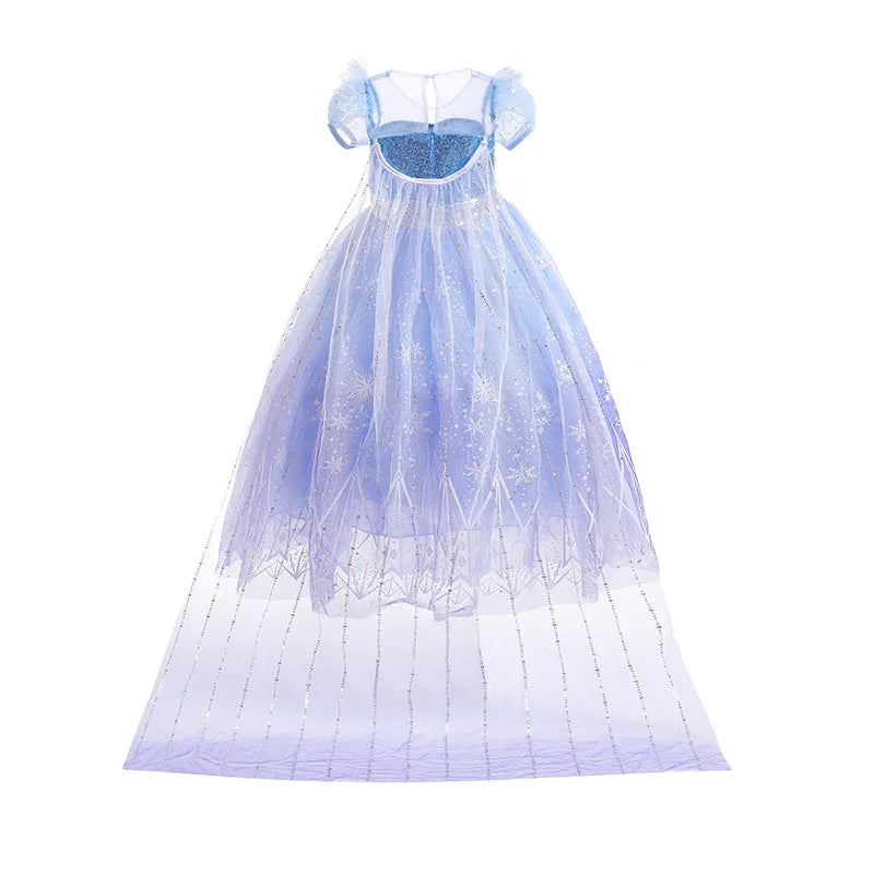Light blue princess LED dress with glitter bodice and layered tulle skirt