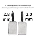Two stainless steel sifting scoops with 2.8mm and 2.0mm mesh, black handles