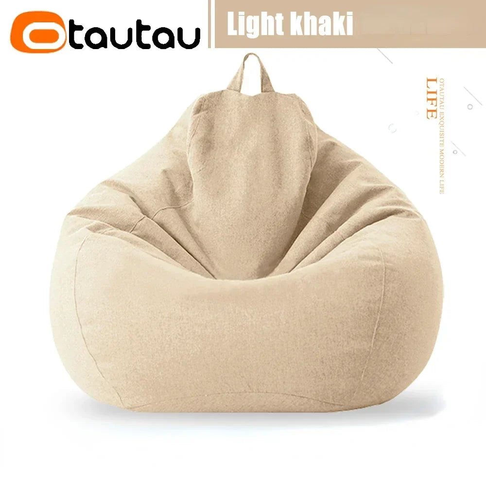 Light khaki bean bag cover with top carry handle
