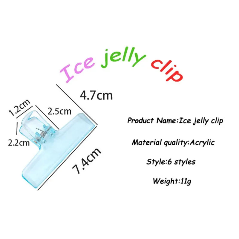 Ice jelly clip design illustration with dimensions and acrylic material details