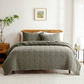 Stone-washed sage quilt set with matching shams and quilt