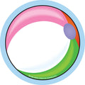 Beach ball shaped mini notepad with pink, green, and blue color bands