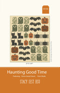 Halloween quilt pattern with finished layout blocks, 57x67 in design sheet