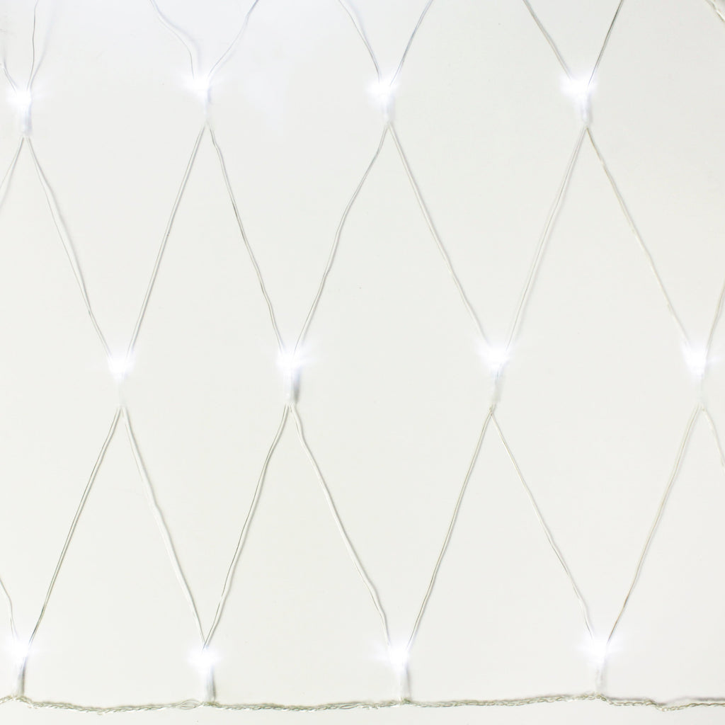 White LED net lights with clear wire mesh grid, unlit