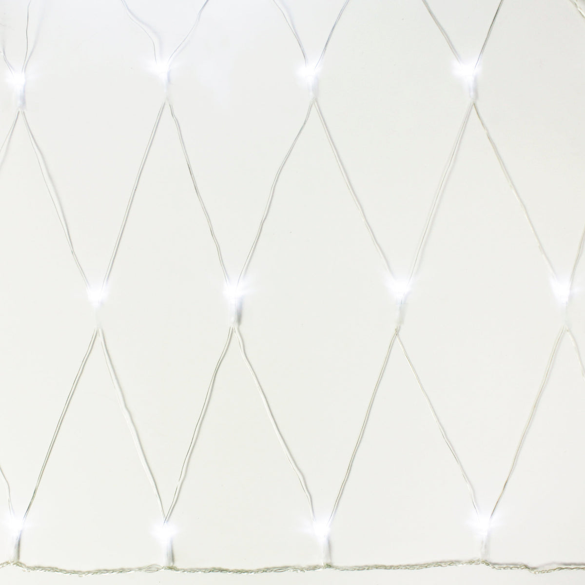 White LED net lights with clear wire mesh grid, unlit