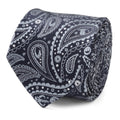 Mandalorian paisley tie with dark navy and white teardrop patterns, wide style