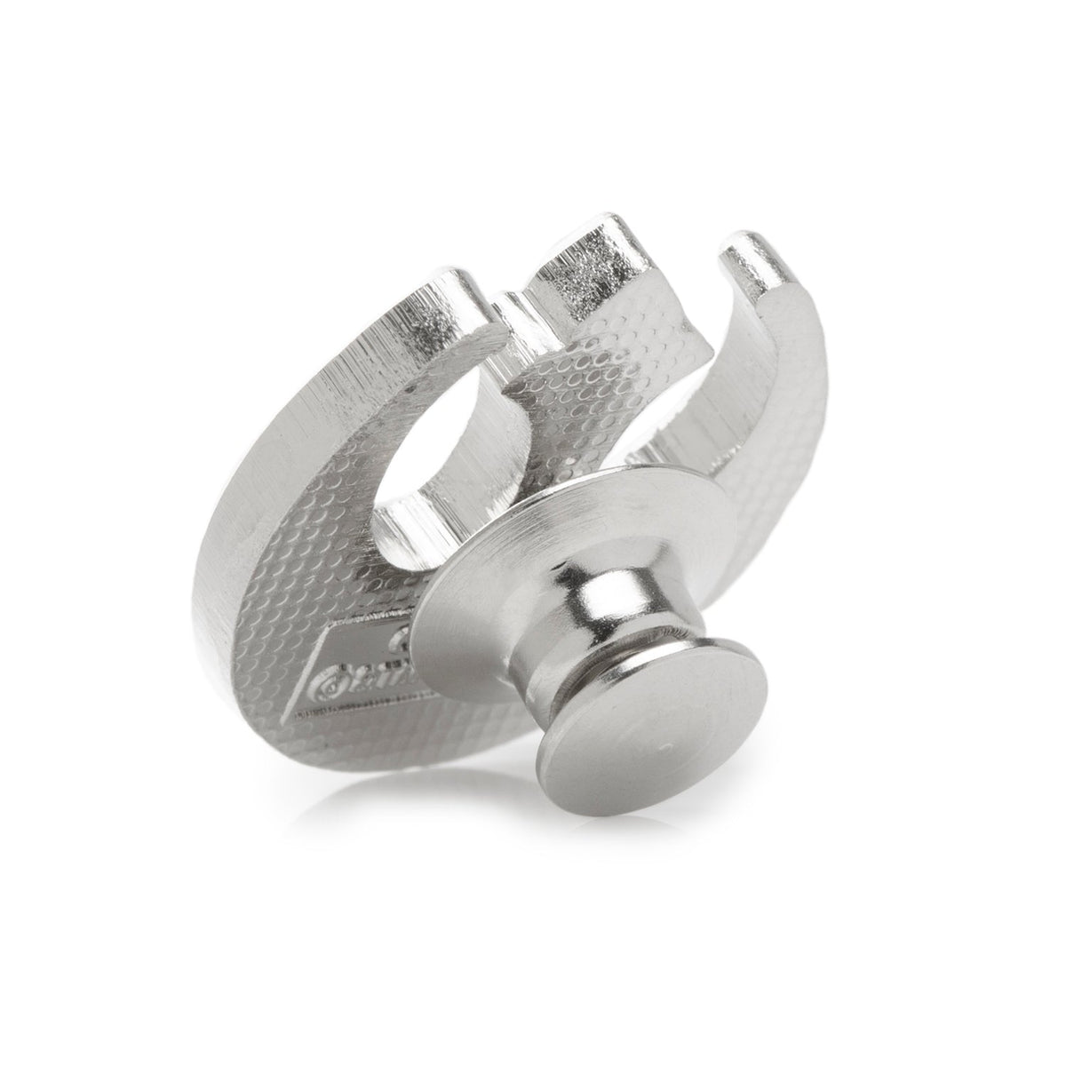 Silver lapel pin with back post and curved clasp