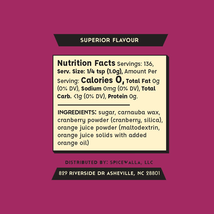 Nutrition Facts and ingredients panel for spice blend, with serving and distributor details