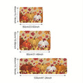 Rug size options shown for pumpkin and maple leaf design, rectangular autumn print