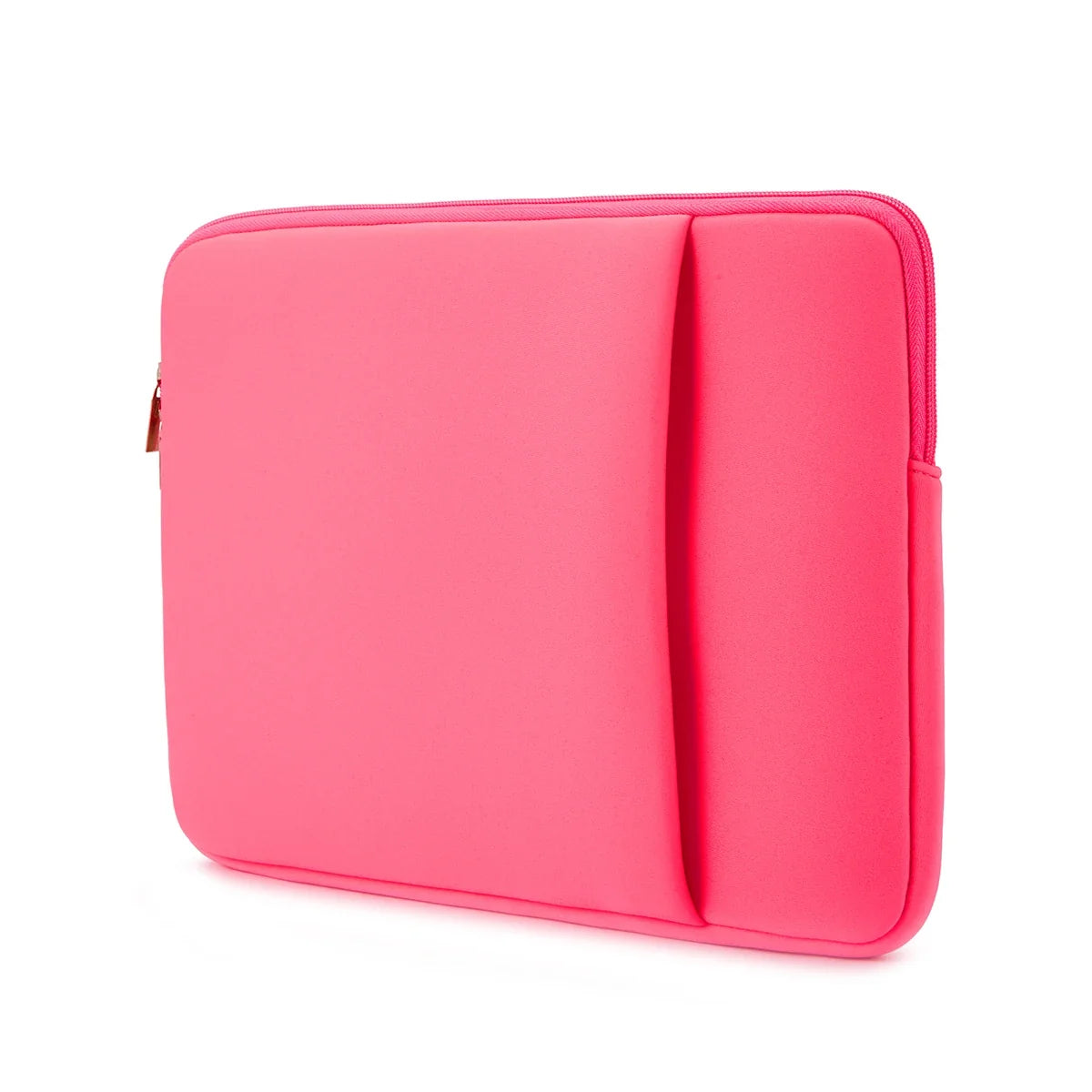 Rose red laptop inner bag sleeve with zipper closure and padded side panel
