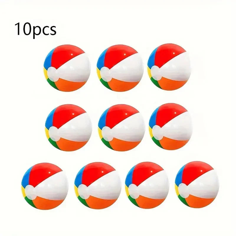 10-pack of small red, white, blue, green inflatable beach balls