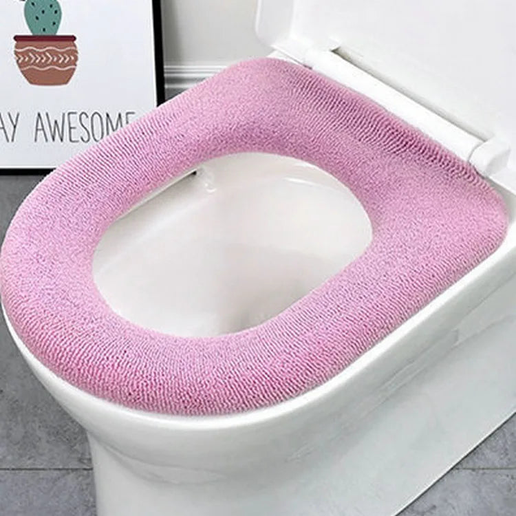 Toilet seat cover mat cushion, thick pink with oval cutout