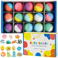 Kids bath bomb gift set with 15 colorful bath bombs in a box tray
