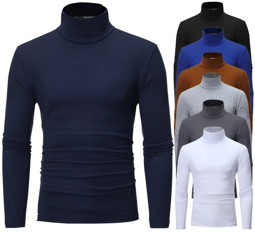 Black slim-fit thermal shirt, high neck and long sleeves with ruched waist detail